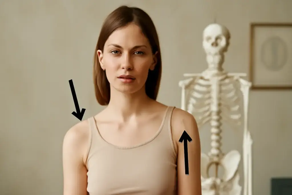 Spalla più alta dell’altra senza dolore: cosa rivela sull’equilibrio posturale del corpo